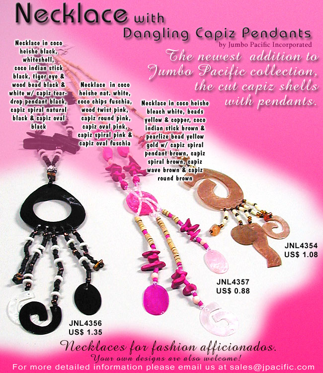 Capiz shell pendant necklace collection